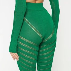 MDV 💚 HIGH WAISTED KNITTED SPIRAL CONTOUR LEGGINGS - GREEN